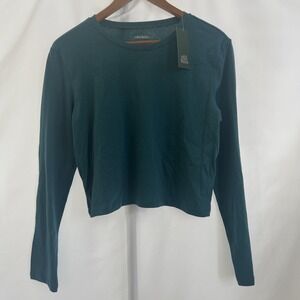 Wild Fable L Girls Youth Crop Botanical Blue Green‎ Long Sleeve Shirt NEW